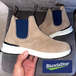 Blundstone Unisex Tan and Blue Ankle Boots